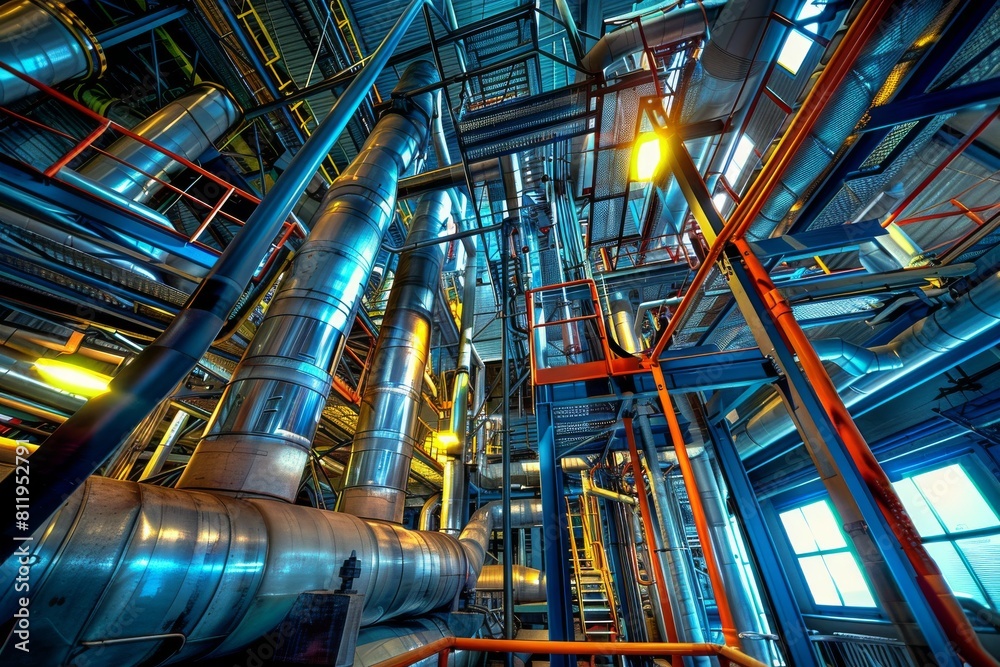 Complex Industrial Pipe System in Biofuel Production Facility Complex Industrial Pipe System in Biofuel Production Facility