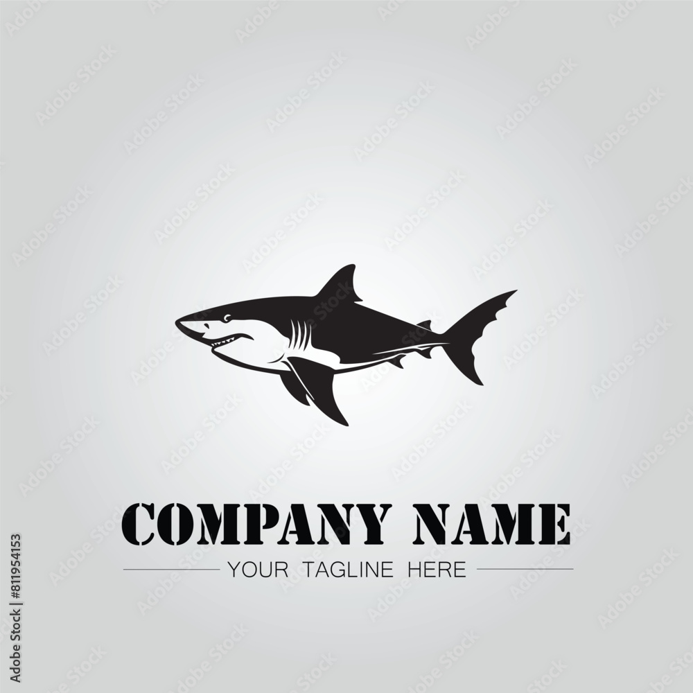Shark silhouette illustration design for company logo vector image on the white background