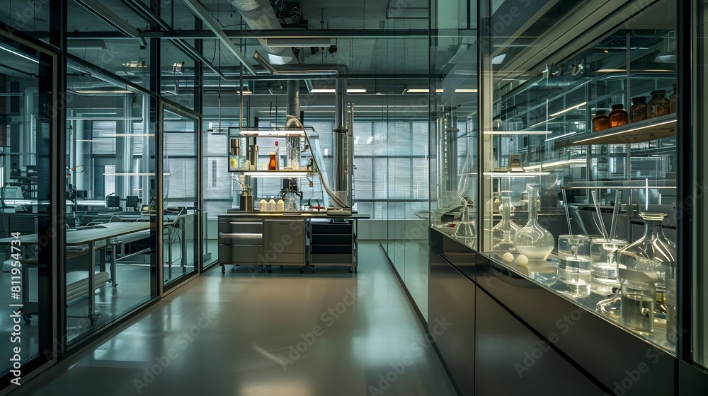 Experimental Science Laboratory with Advanced Equipment and Glass Elements Experimental Science Laboratory with Advanced Equipment and Glass Elements