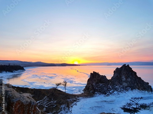 sunset in the frozen