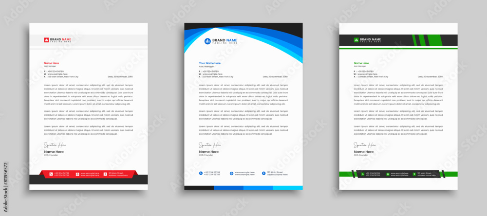 Abstract letterhead design template with yellow, blue, and green color. Editable letterhead design layout, letterhead, letter head, Business letterhead design Abstract letterhead design template with yellow, blue, and green color. Editable letterhead design layout, letterhead, letter head, Business letterhead design
