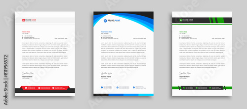 Abstract letterhead design template with yellow, blue, and green color. Editable letterhead design layout, letterhead, letter head, Business letterhead design