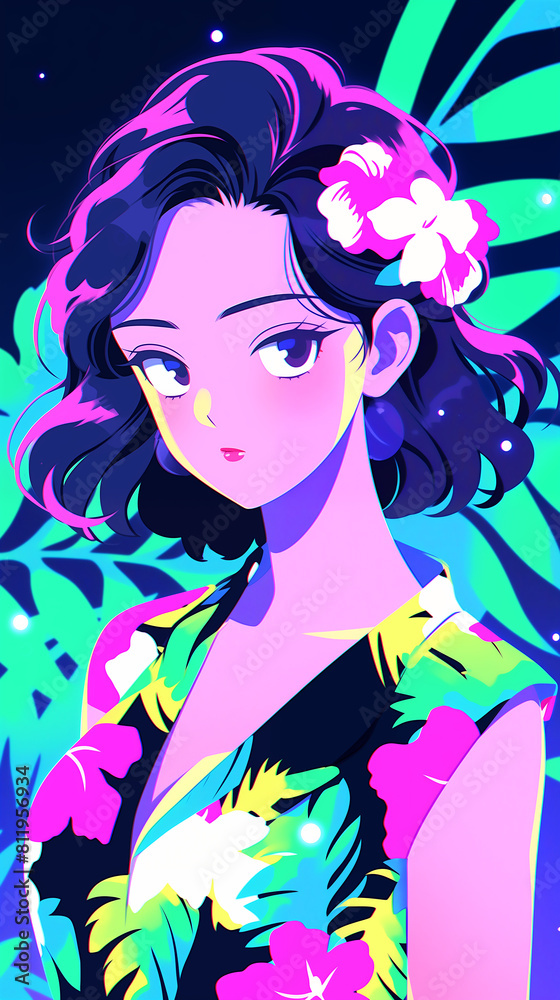 Hand drawn cartoon illustration of cute beautiful girl in summer
Hand drawn cartoon illustration of cute beautiful girl in summer