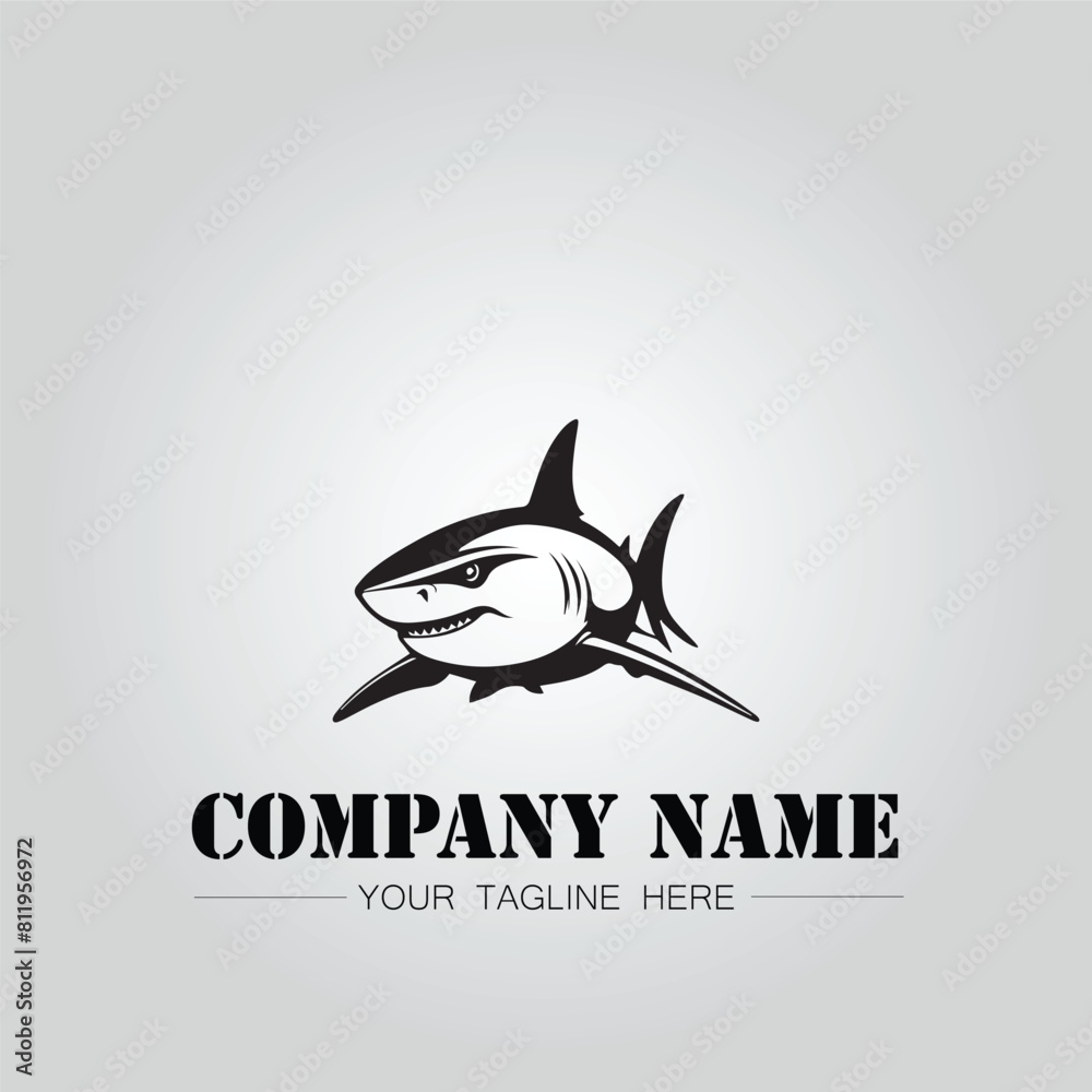 Shark silhouette illustration design for company logo vector image on the white background Shark silhouette illustration design for company logo vector image on the white background