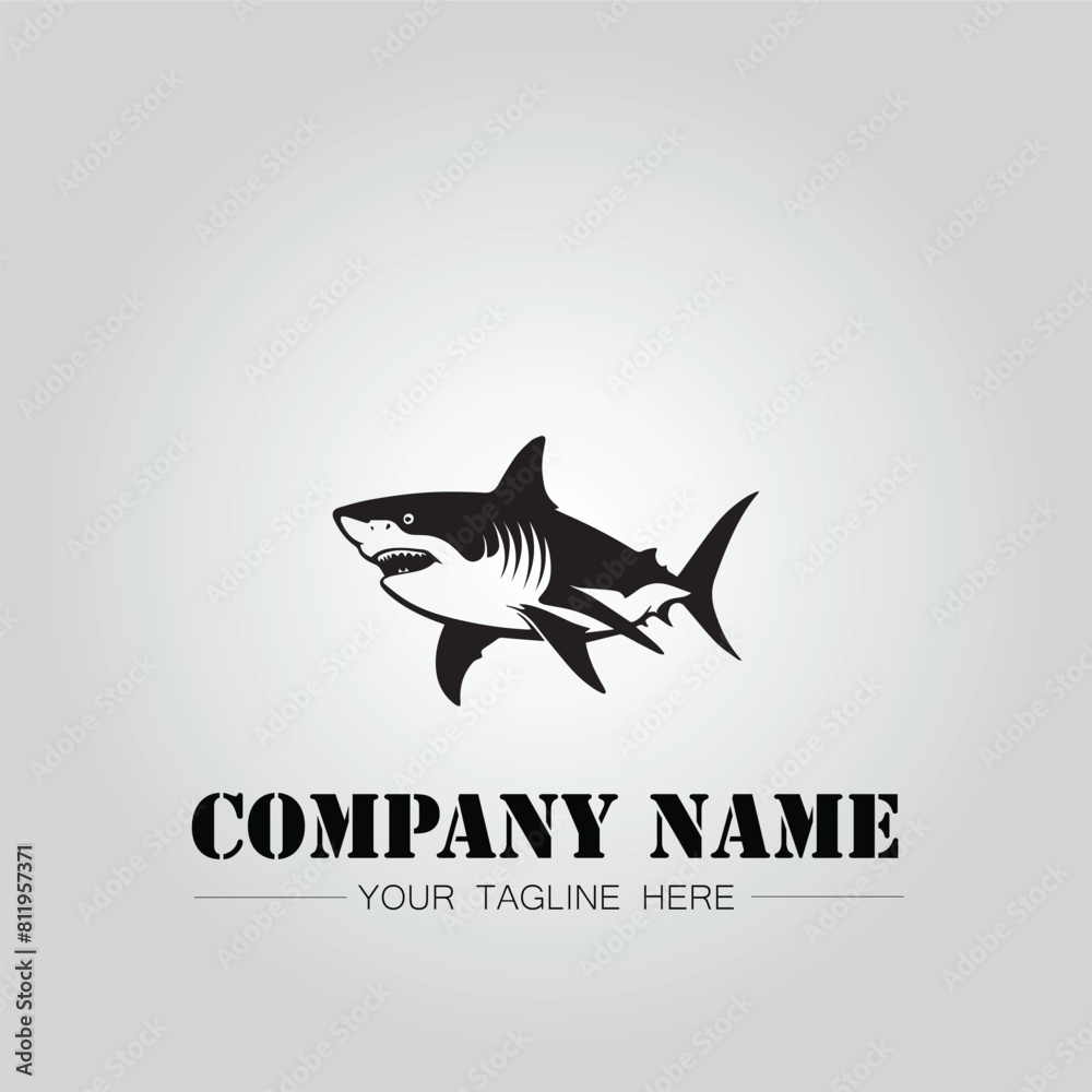 Shark silhouette illustration design for company logo vector image on the white background Shark silhouette illustration design for company logo vector image on the white background