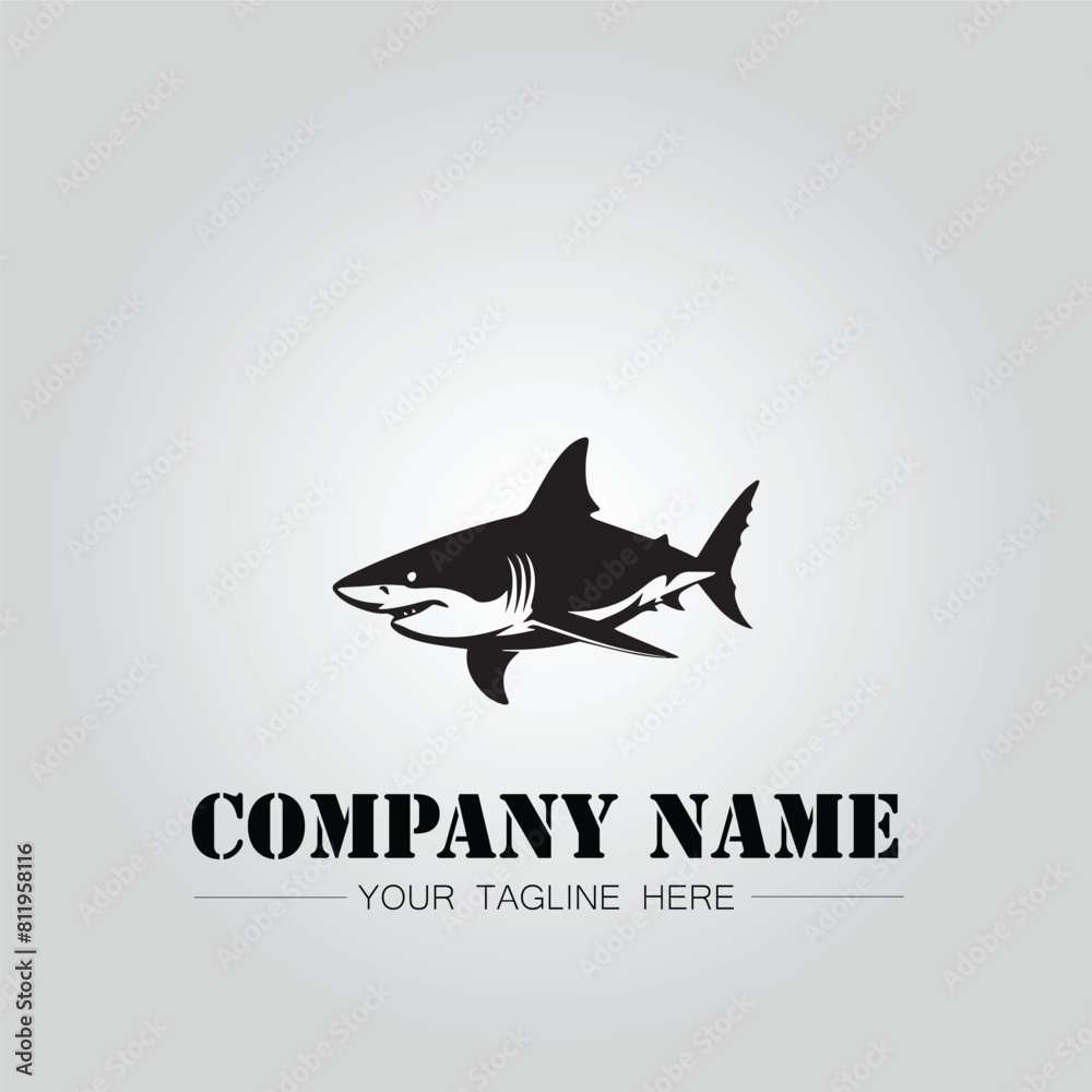 Shark silhouette illustration design for company logo vector image on the white background