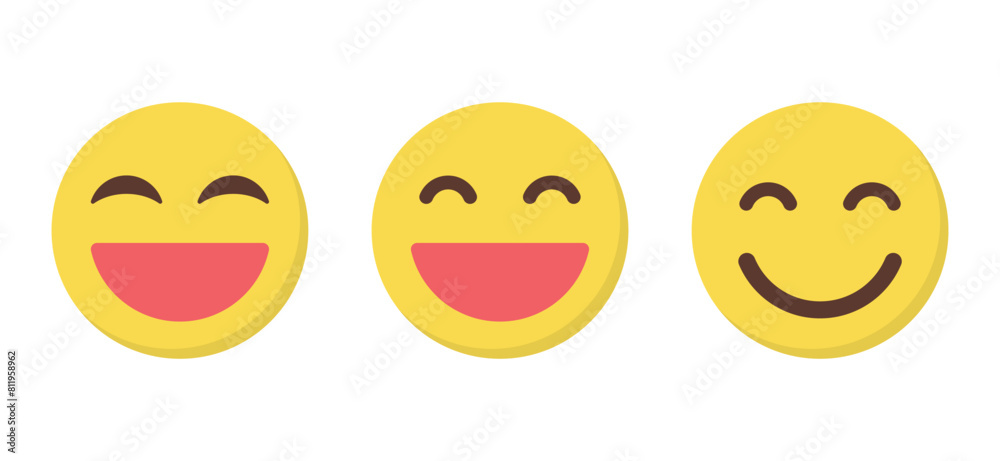 Fototapeta premium Laugh and smile emoji icon in flat style. Laughing and smiling emoticon concept