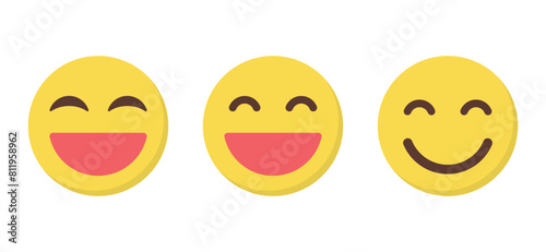 Laugh and smile emoji icon in flat style. Laughing and smiling emoticon concept