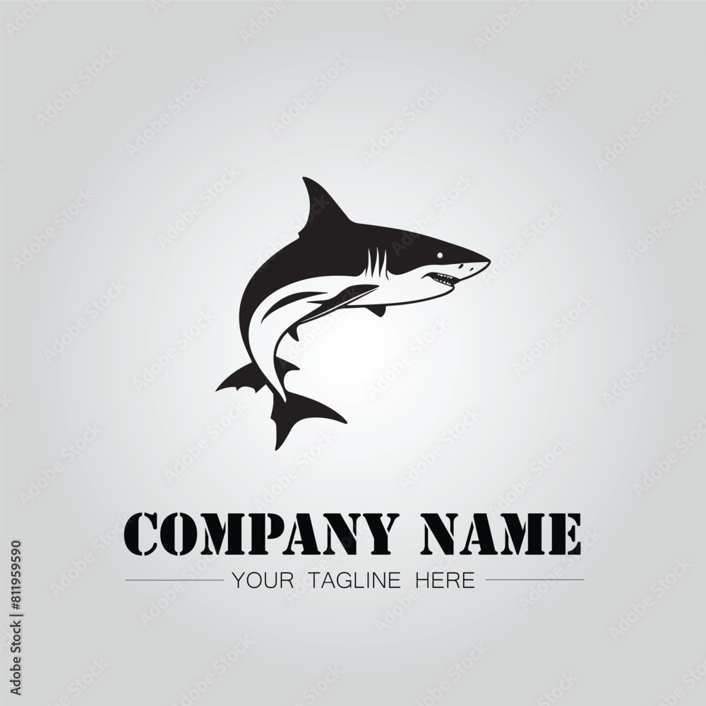 Shark silhouette illustration design for company logo vector image on the white background Shark silhouette illustration design for company logo vector image on the white background