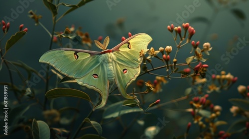 Luna moth on a plant photo