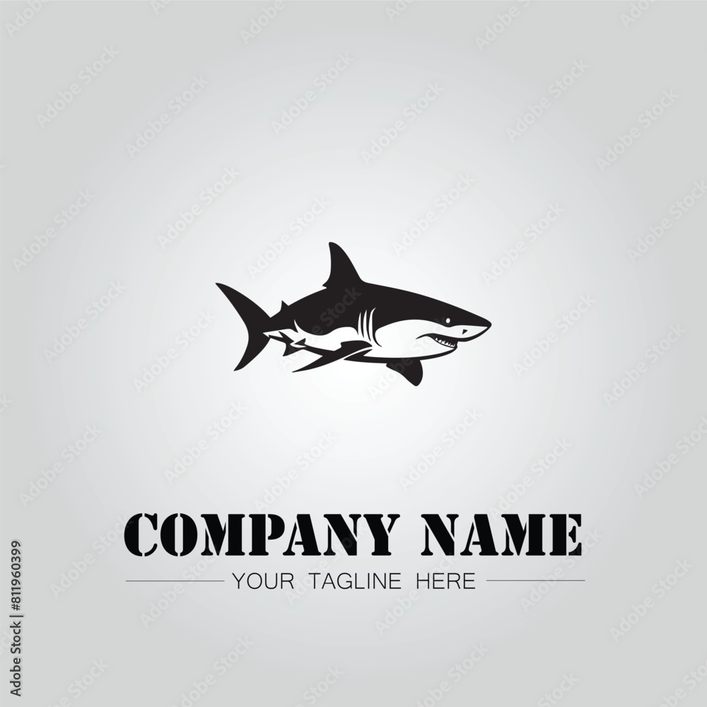 Shark silhouette illustration design for company logo vector image on the white background
