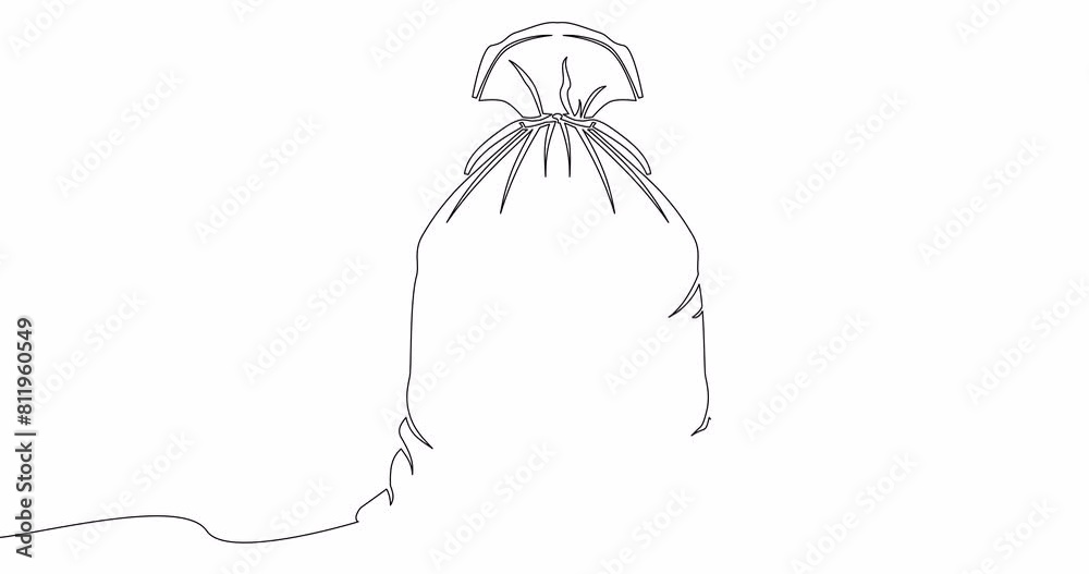 Self drawing line animation bag with percent sign continuous one single line drawn concept video