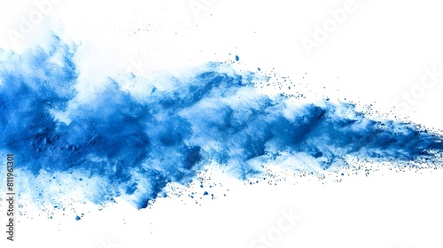 a high-resolution image of Blue powder gracefully cascading on a pristine white background. photo