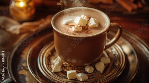 Celebrating the warmth and coziness of hot cocoa we mark National Hot Cocoa Day by placing a steaming cup of cocoa atop a world themed stand in honor of this delightful beverage enjoyed worl