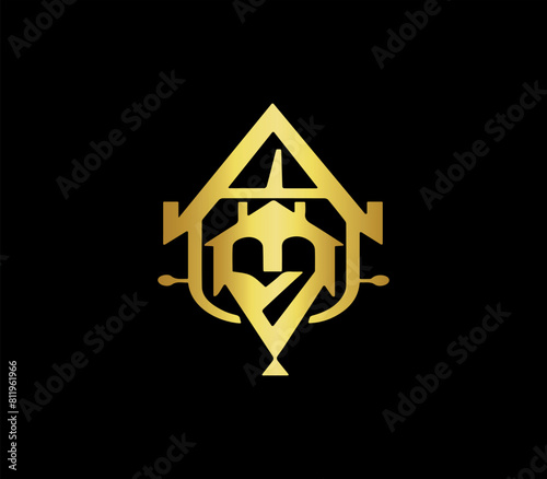 Luxury House Logo Template With Gold Colour