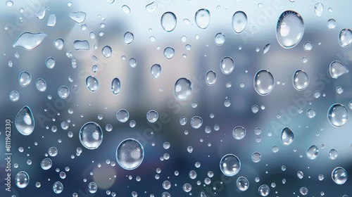 Realistic water droplets on the transparent window. Vector 