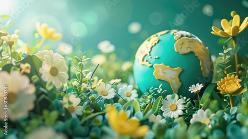 A vibrant 3D illustration that captures the essence of Earth Day concept