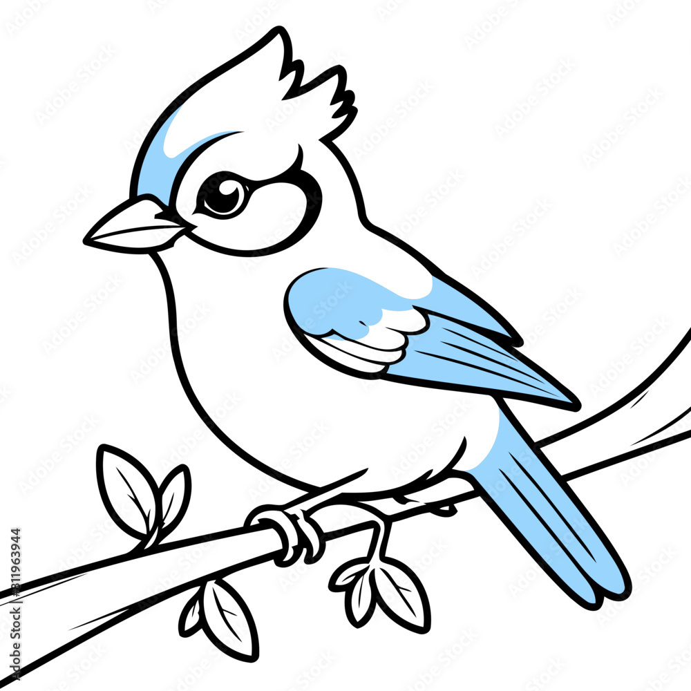 Obraz premium Cute vector illustration of a BlueJay for toddlers