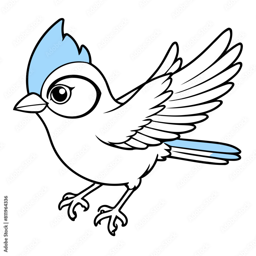 Fototapeta premium Cute vector illustration of a Bluejay for toddlers' playful adventures