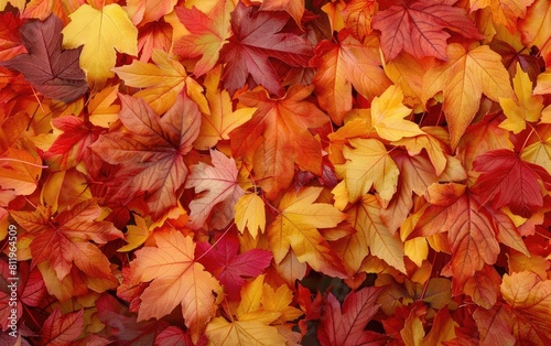 Vibrant autumn leaves  a rich tapestry of reds  oranges  and yellows.