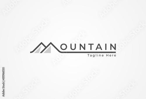 Mountain logotype, letter M with mountain  combination, usable for brand and company logos, logo design template element, vector illustration