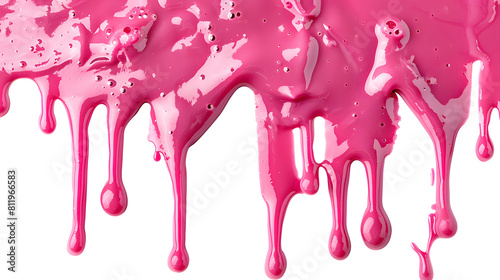 Pink slime dripping isolated on white background photo
