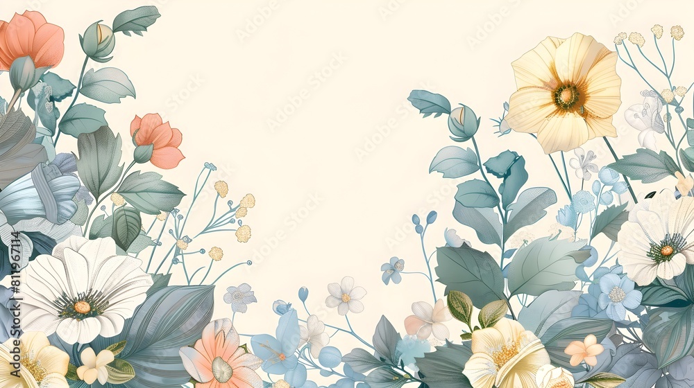Obraz premium Vibrant and Serene Floral Bouquet in Pastel Tones Decorating a Peaceful Garden Setting