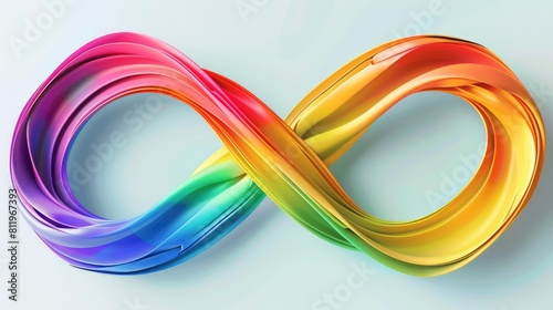 Celebrate Autistic Pride Day with the vibrant Rainbow Infinity Loop symbolizing the diverse spectrum of colors in the infinity sign embracing neurodiversity with a colorful gradient