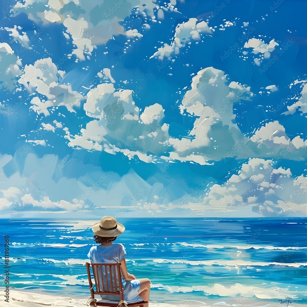 Fototapeta premium Soothing Seascape:Serene Coastal Retreat on a Blissful Summer Day
