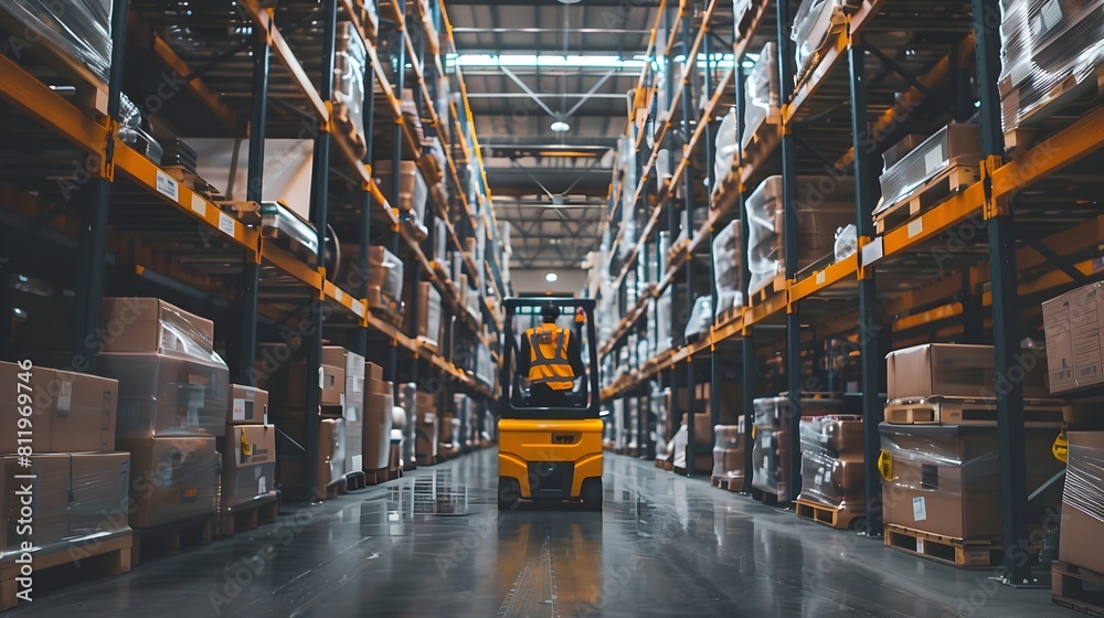 Skilled Forklift Operator Navigating Efficient Warehouse Skilled Forklift Operator Navigating Efficient Warehouse