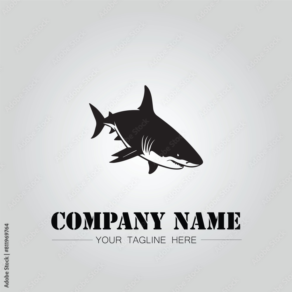 Shark silhouette illustration design for company logo vector image on the white background
