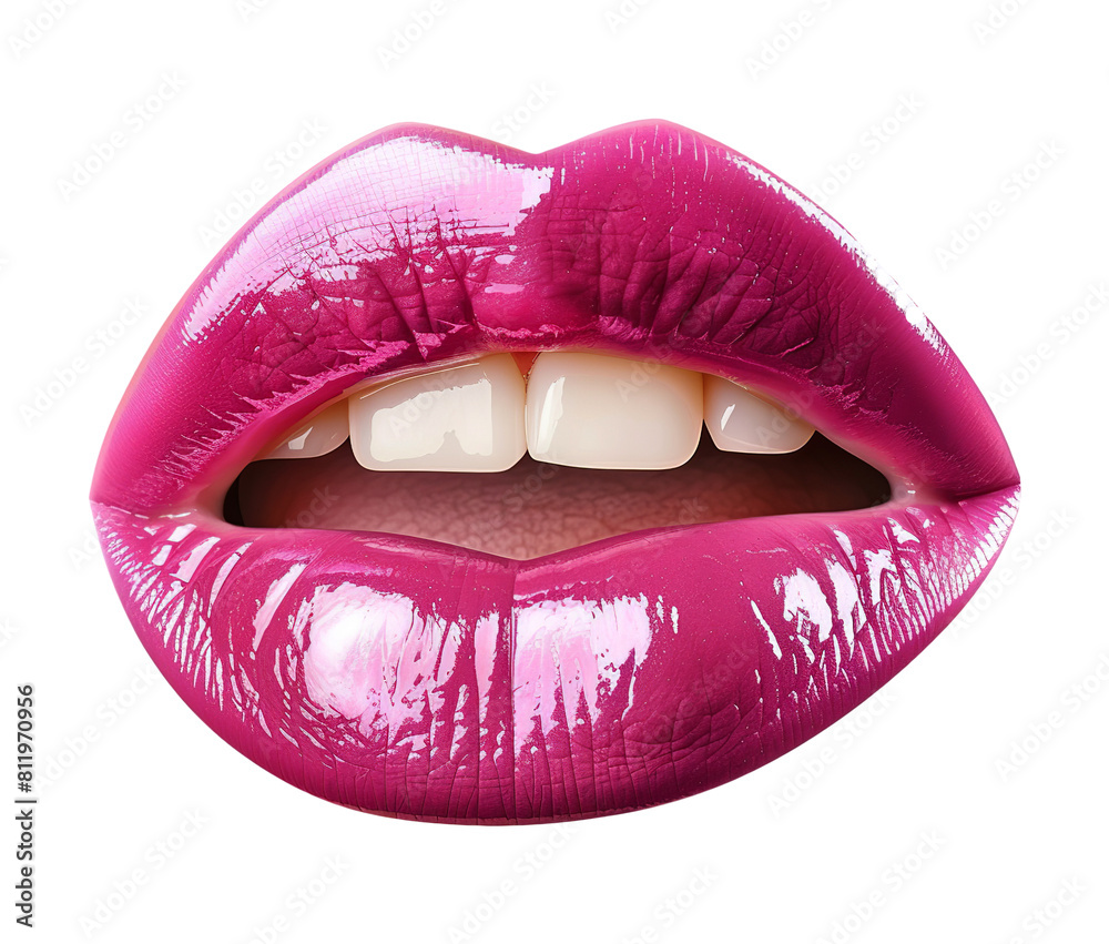Bright pink lips isolated on transparent background Bright pink lips isolated on transparent background