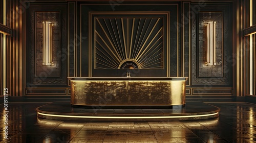 An elegant display piece, blending Art Deco opulence with Jazz Age allure, perfect for showcasing vintage spirits. photo