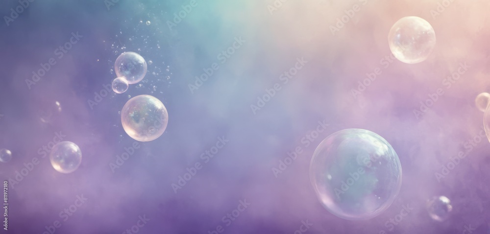 Soap bubbles background. Abstract background with soap bubbles on soft pastel background with space for text. 