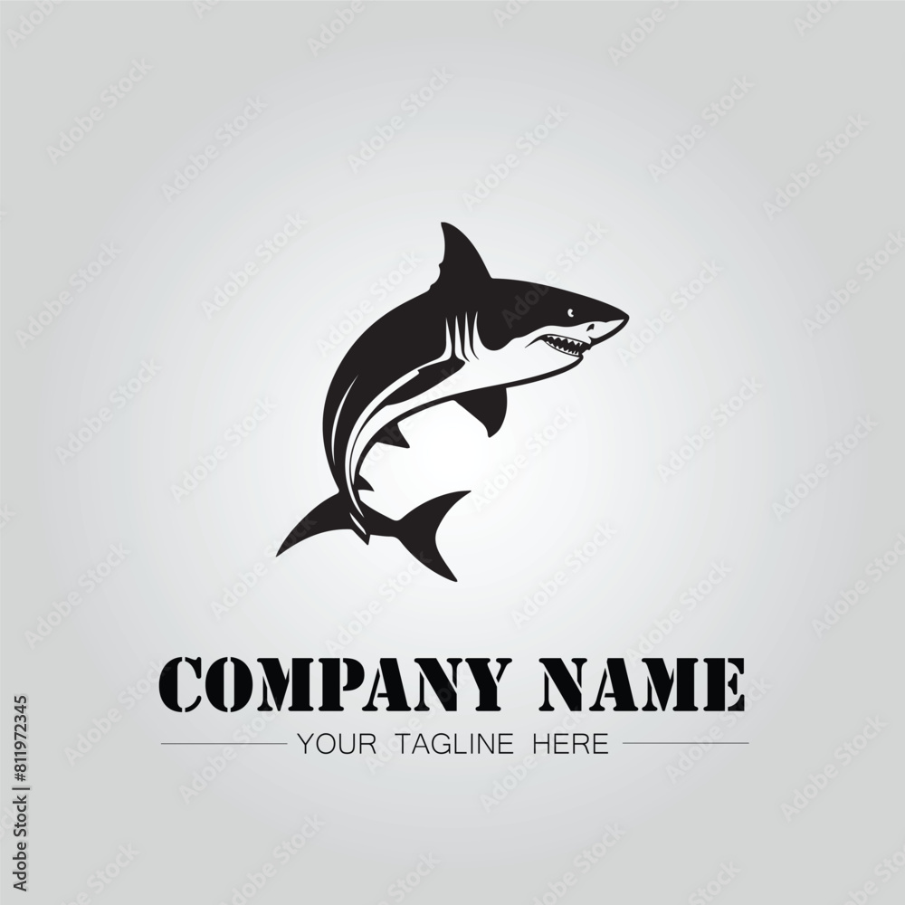 Shark silhouette illustration design for company logo vector image on the white background Shark silhouette illustration design for company logo vector image on the white background