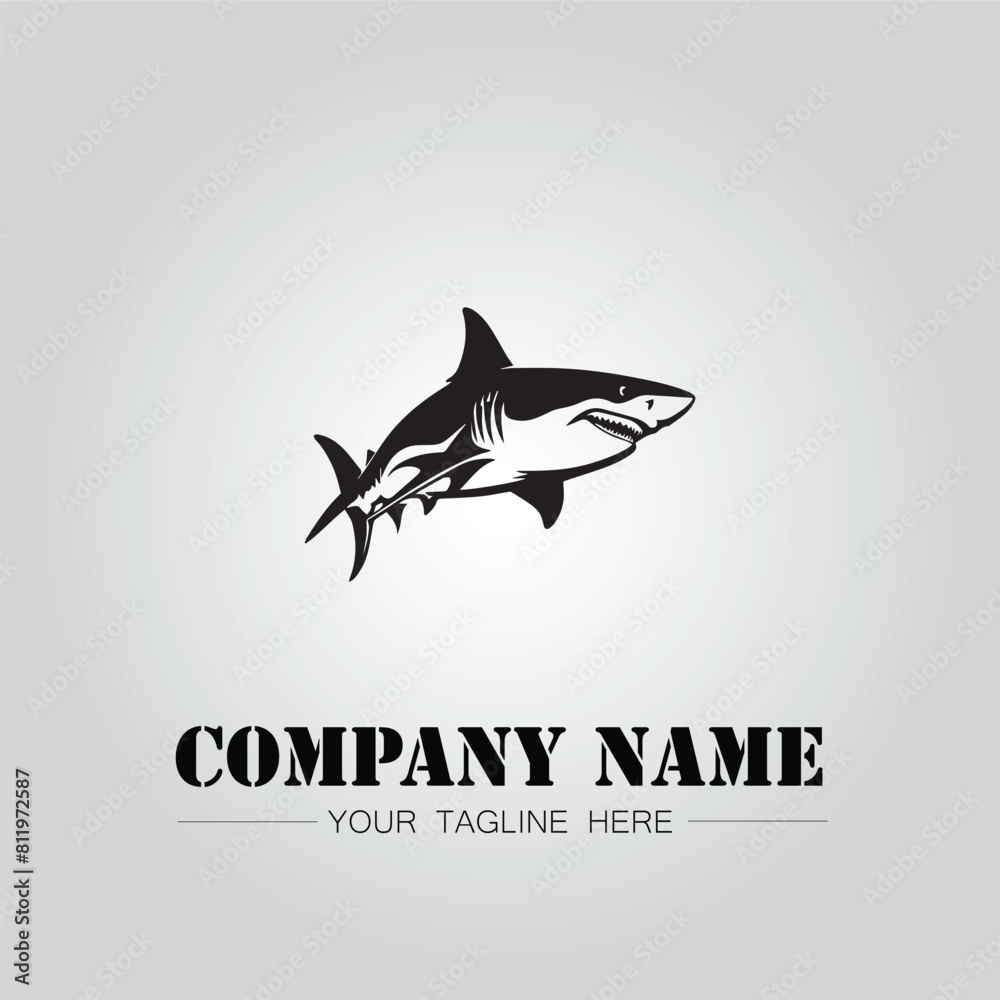 Shark silhouette illustration design for company logo vector image on the white background Shark silhouette illustration design for company logo vector image on the white background
