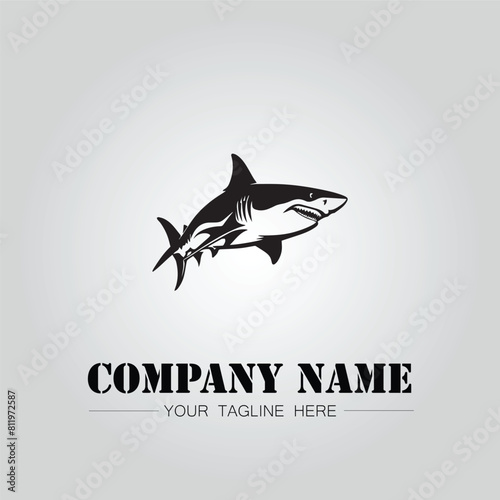 Shark silhouette illustration design for company logo vector image on the white background
