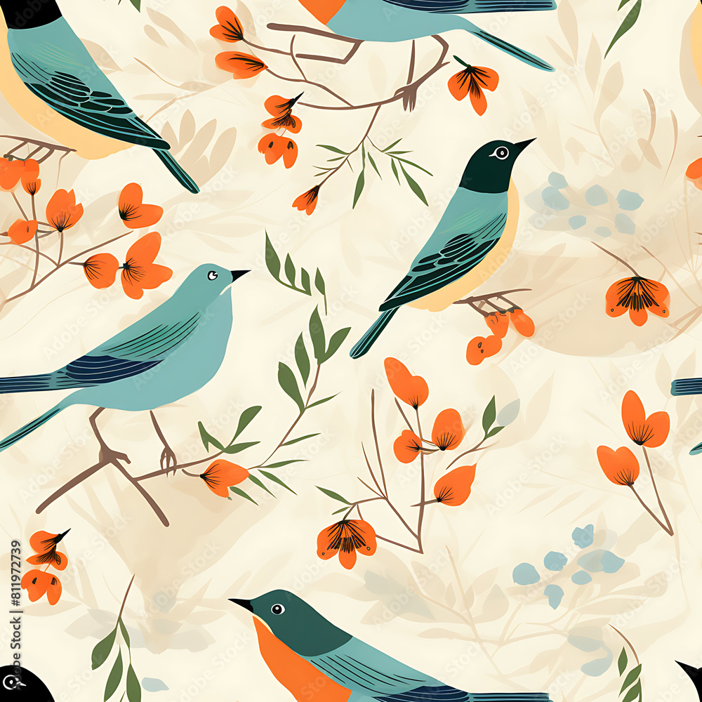 Bird digital art seamless pattern, the design for apply a variety of graphic works Bird digital art seamless pattern, the design for apply a variety of graphic works