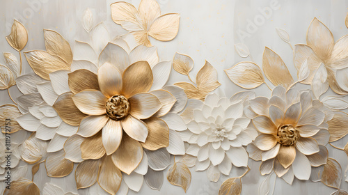 Modern light luxury abstract gray gold gold foil flower entrance decorative painting floor painting