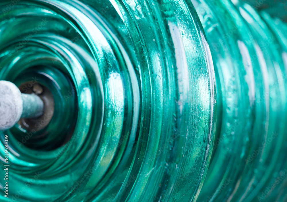 Glass disc insulators.