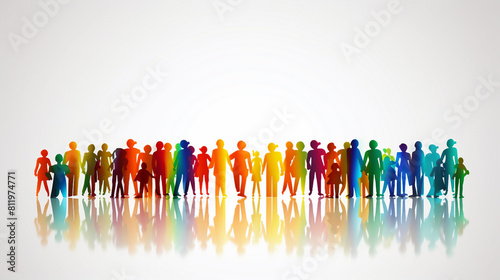 Vibrant Rainbow People Illustration: Celebrating Diversity and Unity in a Colorful Community Concept, Perfect for Multicultural Projects and Social Equality Campaigns.