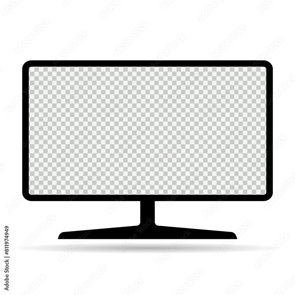 Thin pc monitor shadow icon, technology device equipment symbol, web vector illustration Thin pc monitor shadow icon, technology device equipment symbol, web vector illustration