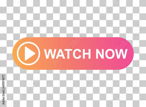Watch now icon, website online button player symbol, play video vector illustration