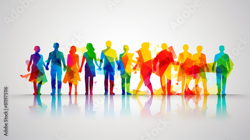 Vibrant Rainbow People Illustration: Celebrating Diversity and Unity in a Colorful Community Concept, Perfect for Multicultural Projects and Social Equality Campaigns. photo