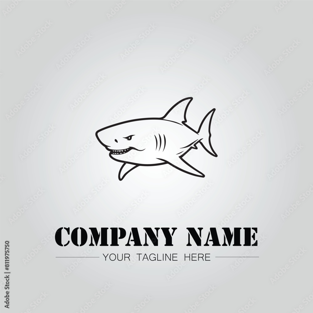 Shark silhouette illustration design for company logo vector image on the white background