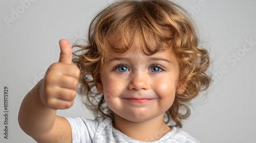 A toddler giving a thumbs up isolated on transparent