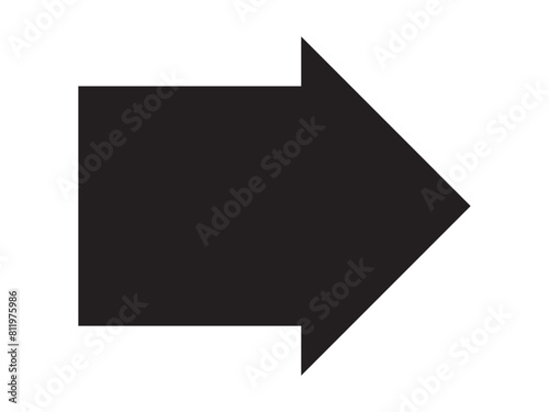 Wide, bold arrow pointing sharply to the right. Sleek black directional symbol isolated on a clean white background in eps 10.