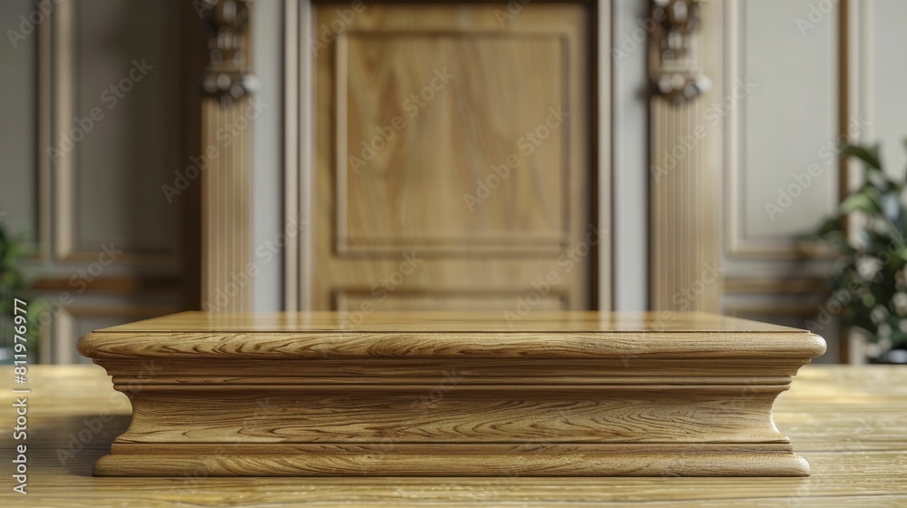 Traditional Oak Wood Podium, front view focus, with a Classic Study Background, ideal for scholarly books. Traditional Oak Wood Podium, front view focus, with a Classic Study Background, ideal for scholarly books.