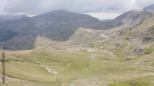 Aerial top view of theAerial top view of the famous Trafamous Transfagarash mountain road in Romania photo