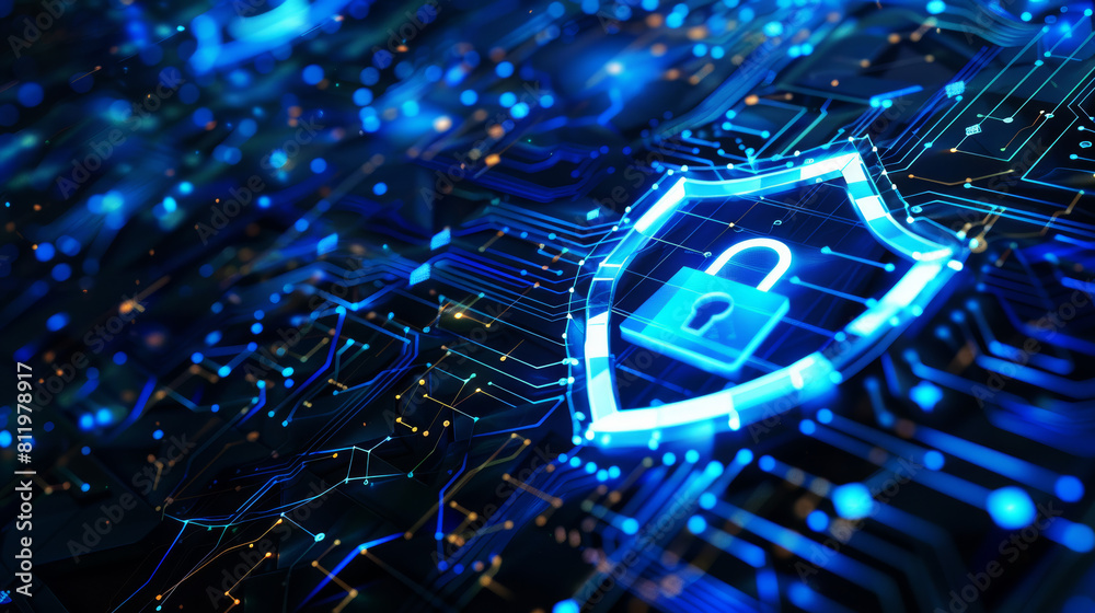 Fototapeta premium Create an abstract representation showcasing the defensive tactics employed to protect data in the virtual world.